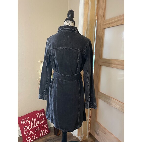 a.n.a Women's Denim Dress Black Long Sleeves Size XS Button Front Belted Casual - Picture 8 of 12